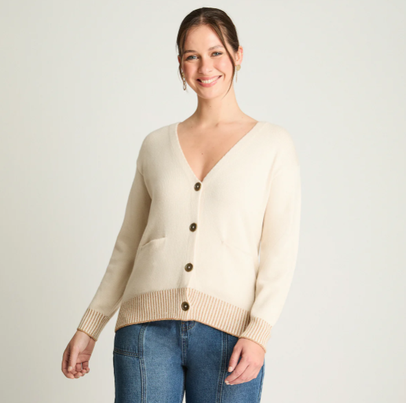 CARDIGAN DETALLES DE LUREX BEIGE